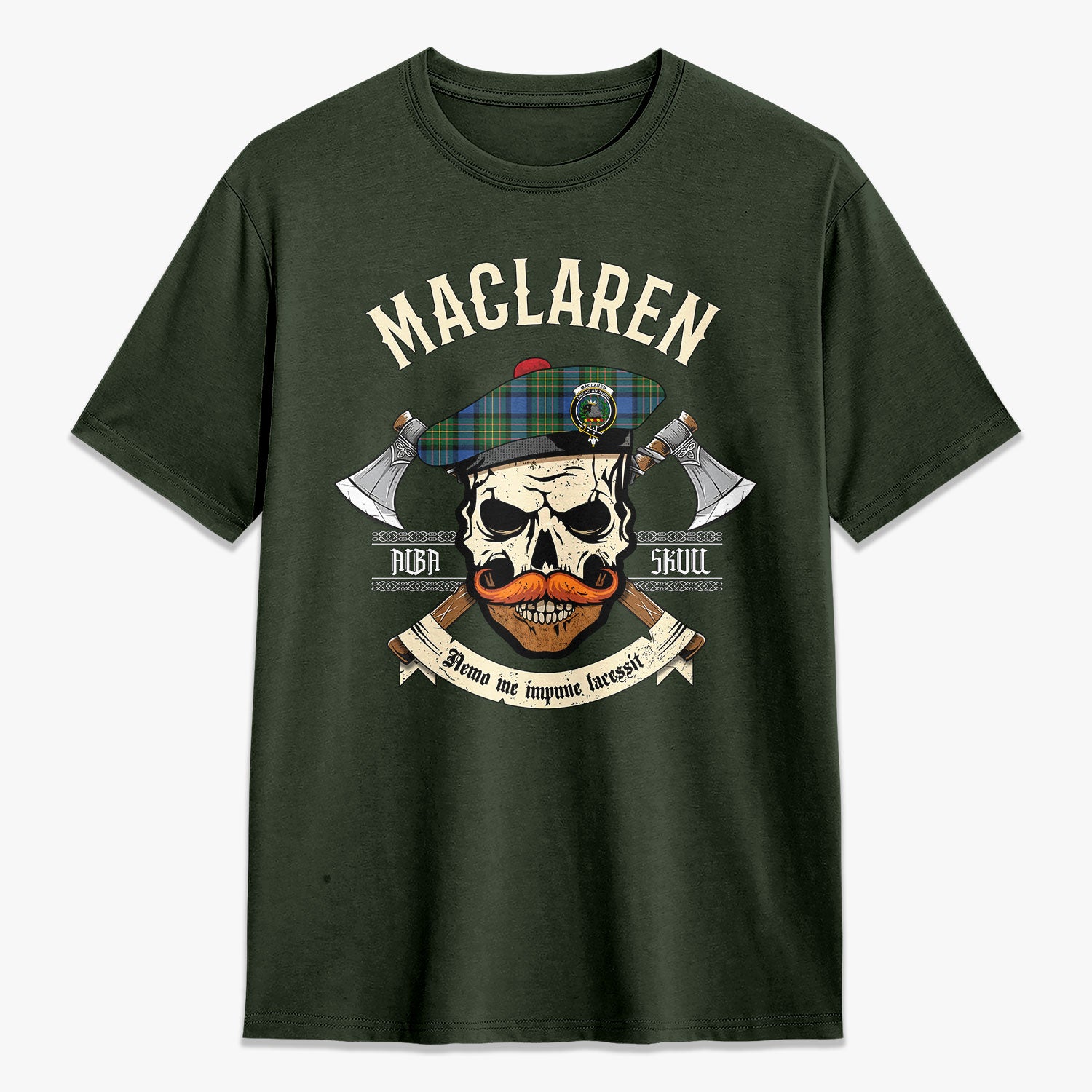 MacLaren Ancient Tartan Crest 2D T-shirt - Alba Skull Style