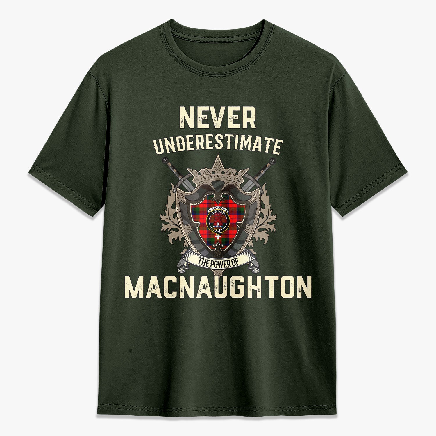 MacNaughton Modern Tartan Crest 2D T-shirt - Never Underestimate Style