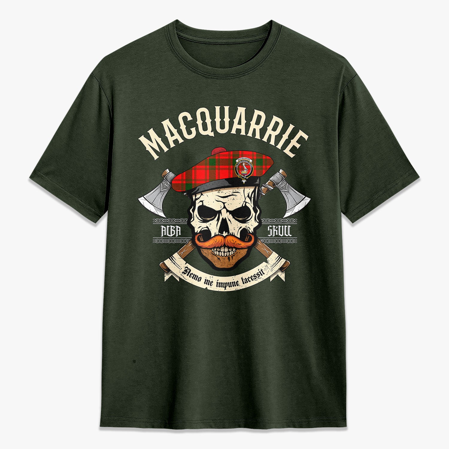 MacQuarrie Tartan Crest 2D T-shirt - Alba Skull Style