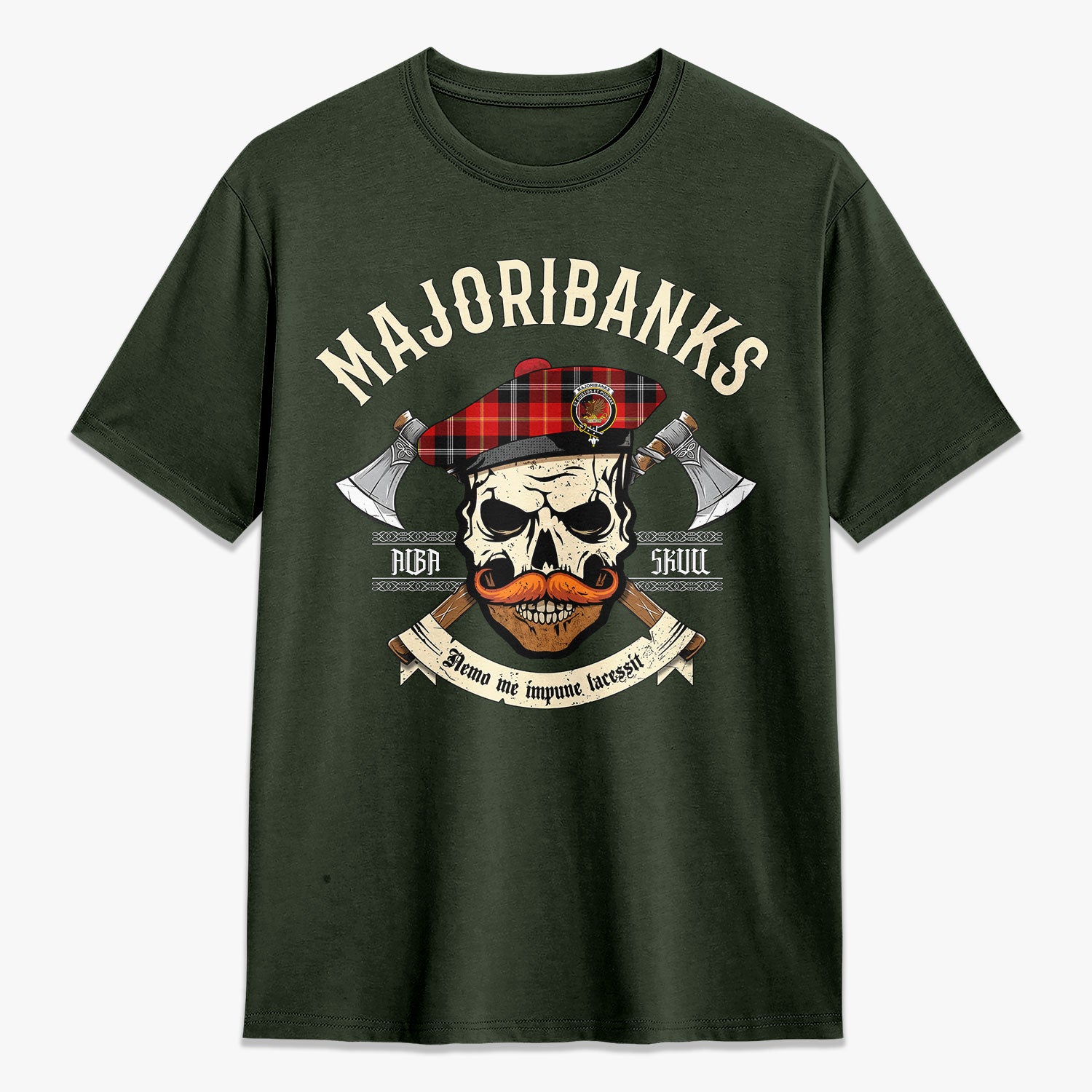 Majoribanks Tartan Crest 2D T-shirt - Alba Skull Style