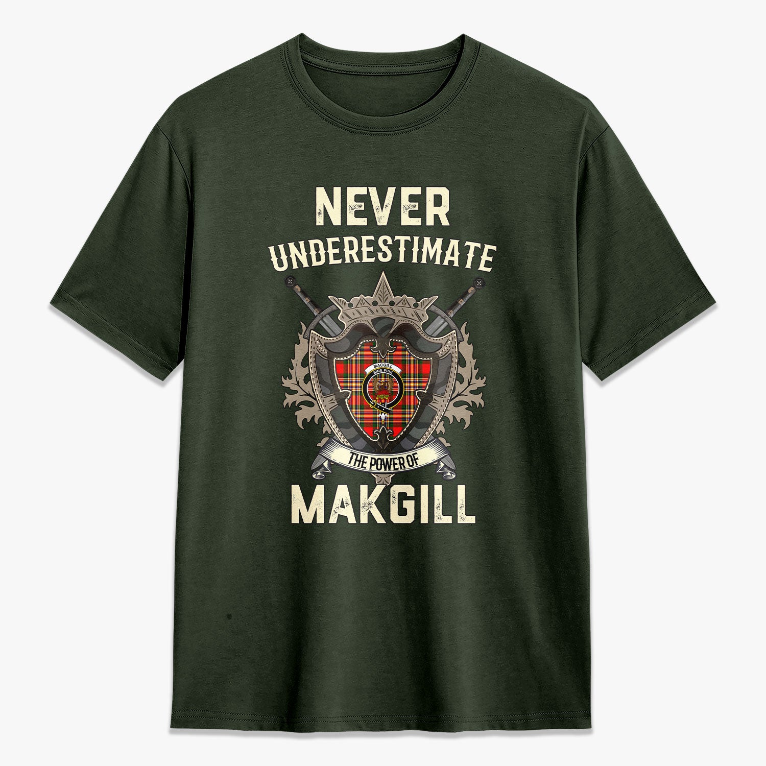 Makgill Tartan Crest 2D T-shirt - Never Underestimate Style