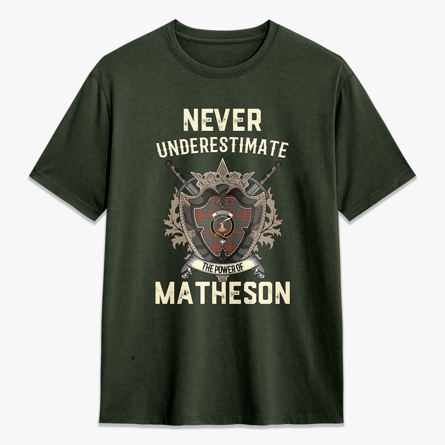 Matheson Ancient Tartan Crest 2D T-shirt - Never Underestimate Style