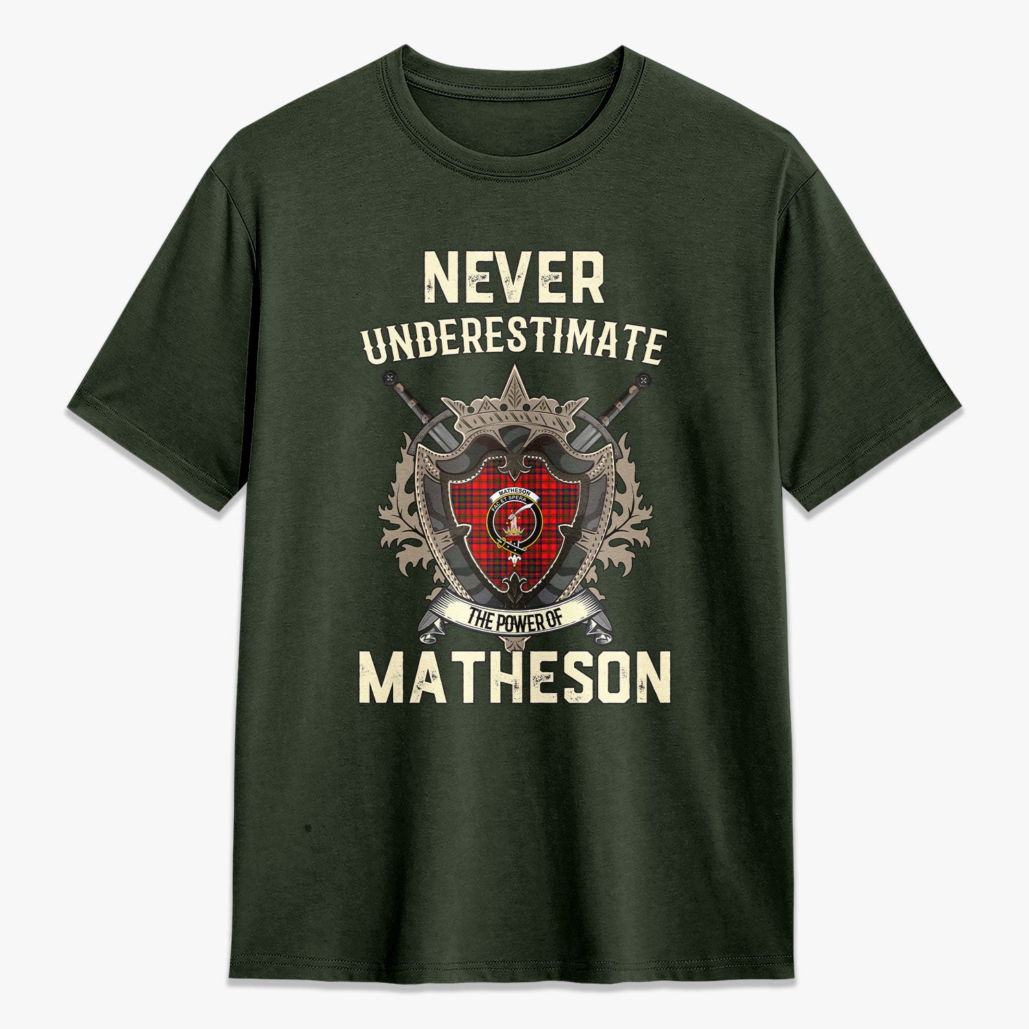 Matheson Modern Tartan Crest 2D T-shirt - Never Underestimate Style