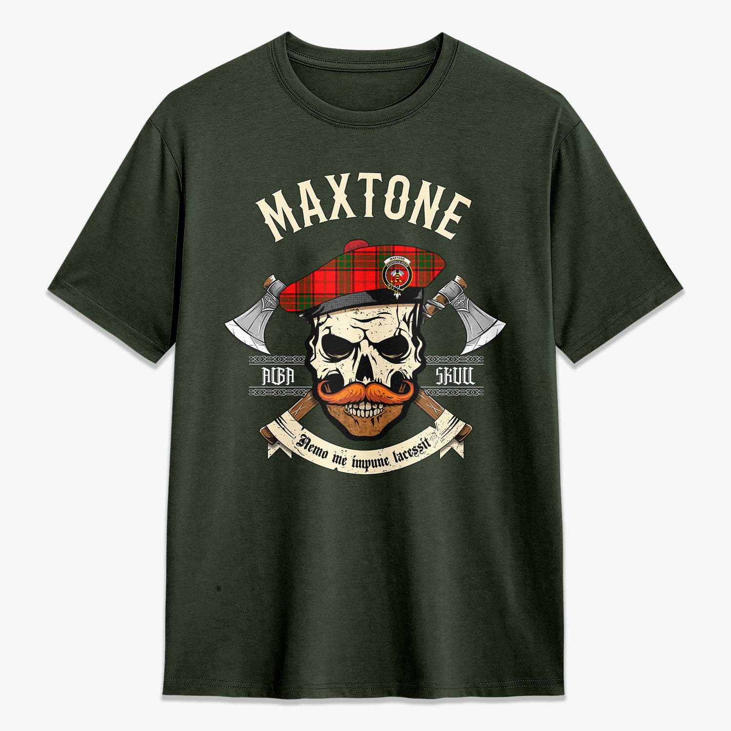 Maxtone Tartan Crest 2D T-shirt - Alba Skull Style