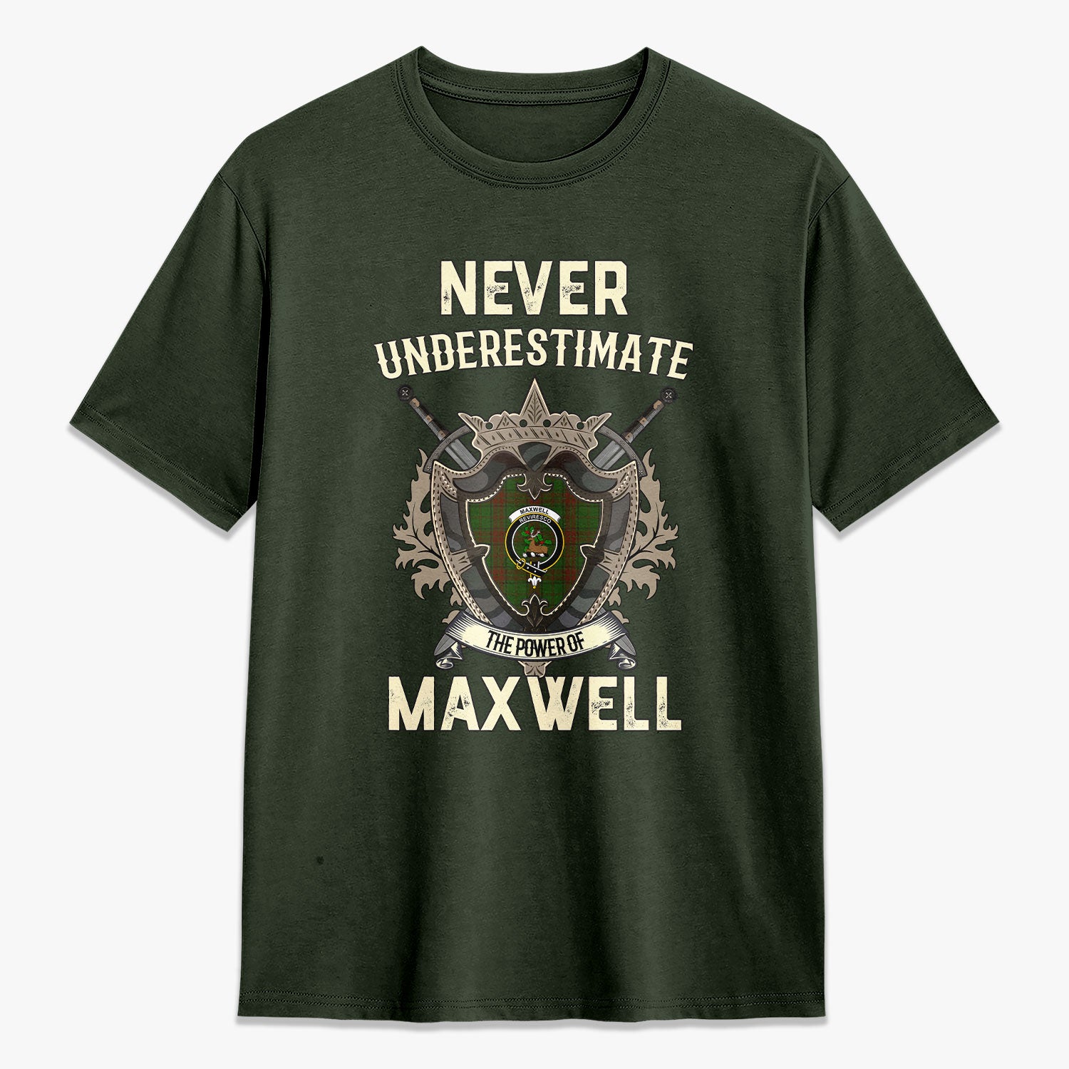 Maxwell Hunting Tartan Crest 2D T-shirt - Never Underestimate Style