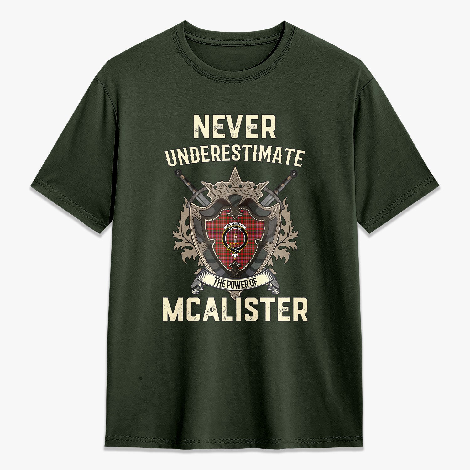 McAlister Modern Tartan Crest 2D T-shirt - Never Underestimate Style