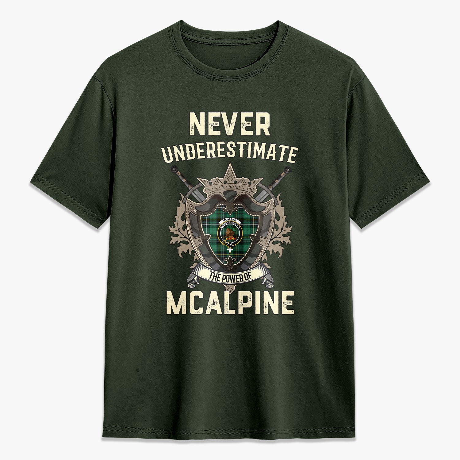 McAlpine Ancient Tartan Crest 2D T-shirt - Never Underestimate Style