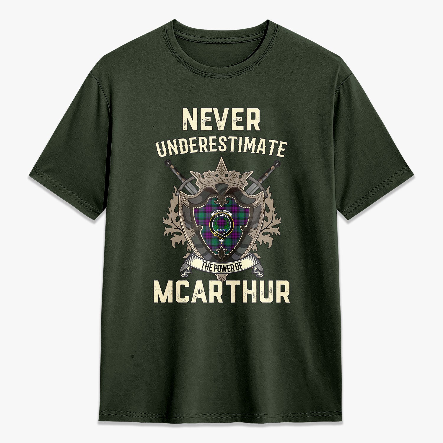 McArthur - Milton Tartan Crest 2D T-shirt - Never Underestimate Style