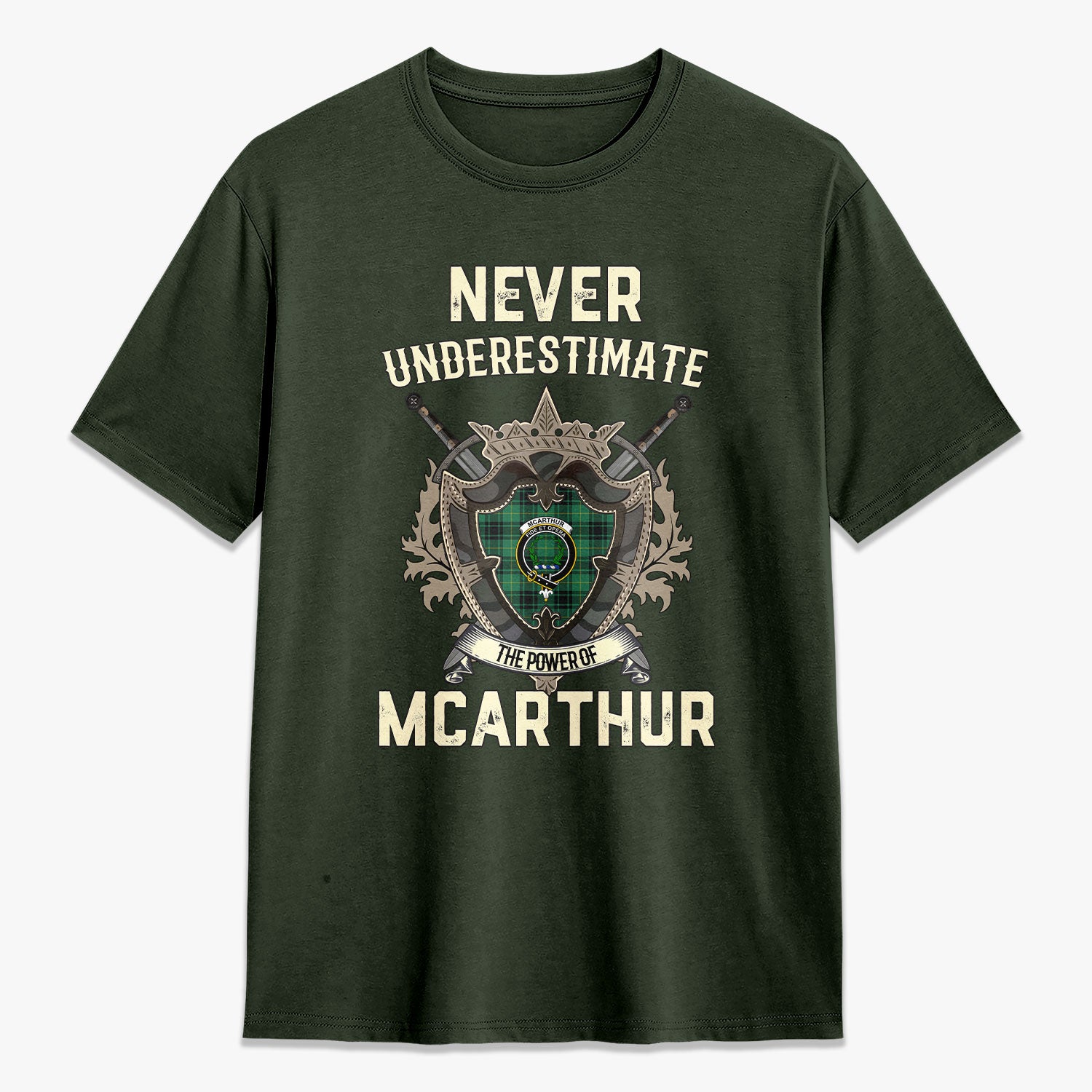 McArthur Ancient Tartan Crest 2D T-shirt - Never Underestimate Style