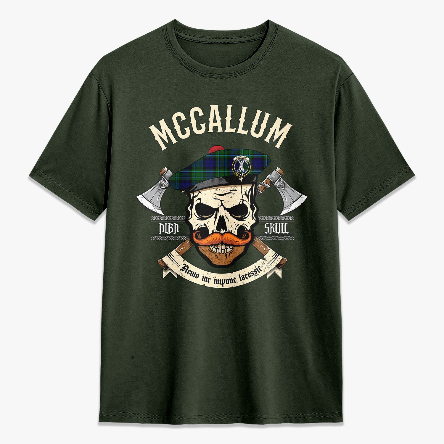 McCallum Modern Tartan Crest 2D T-shirt - Alba Skull Style