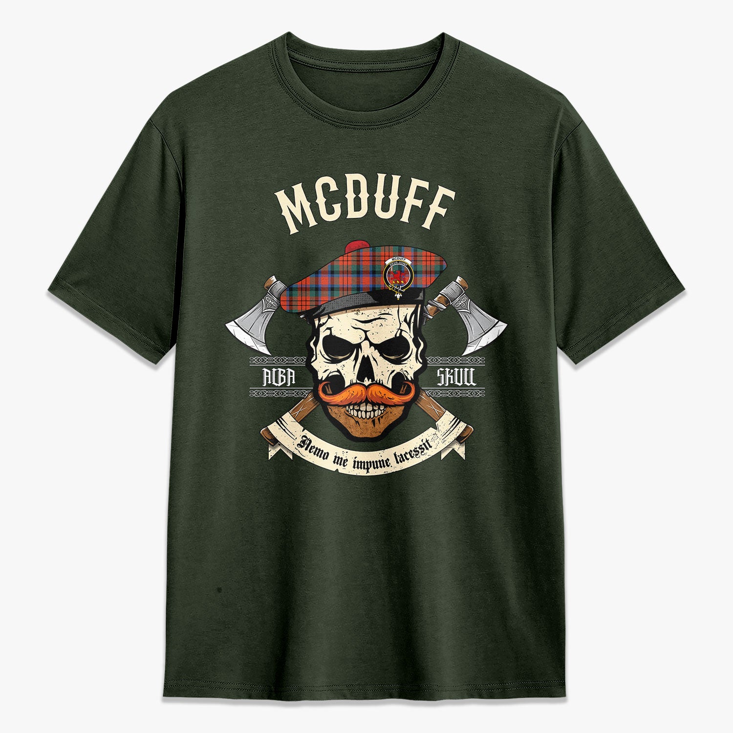 McDuff Ancient Tartan Crest 2D T-shirt - Alba Skull Style