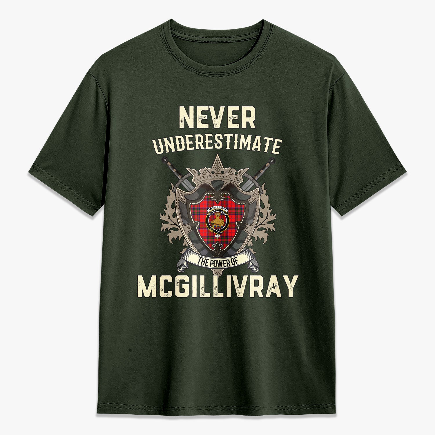 McGillivray Modern Tartan Crest 2D T-shirt - Never Underestimate Style