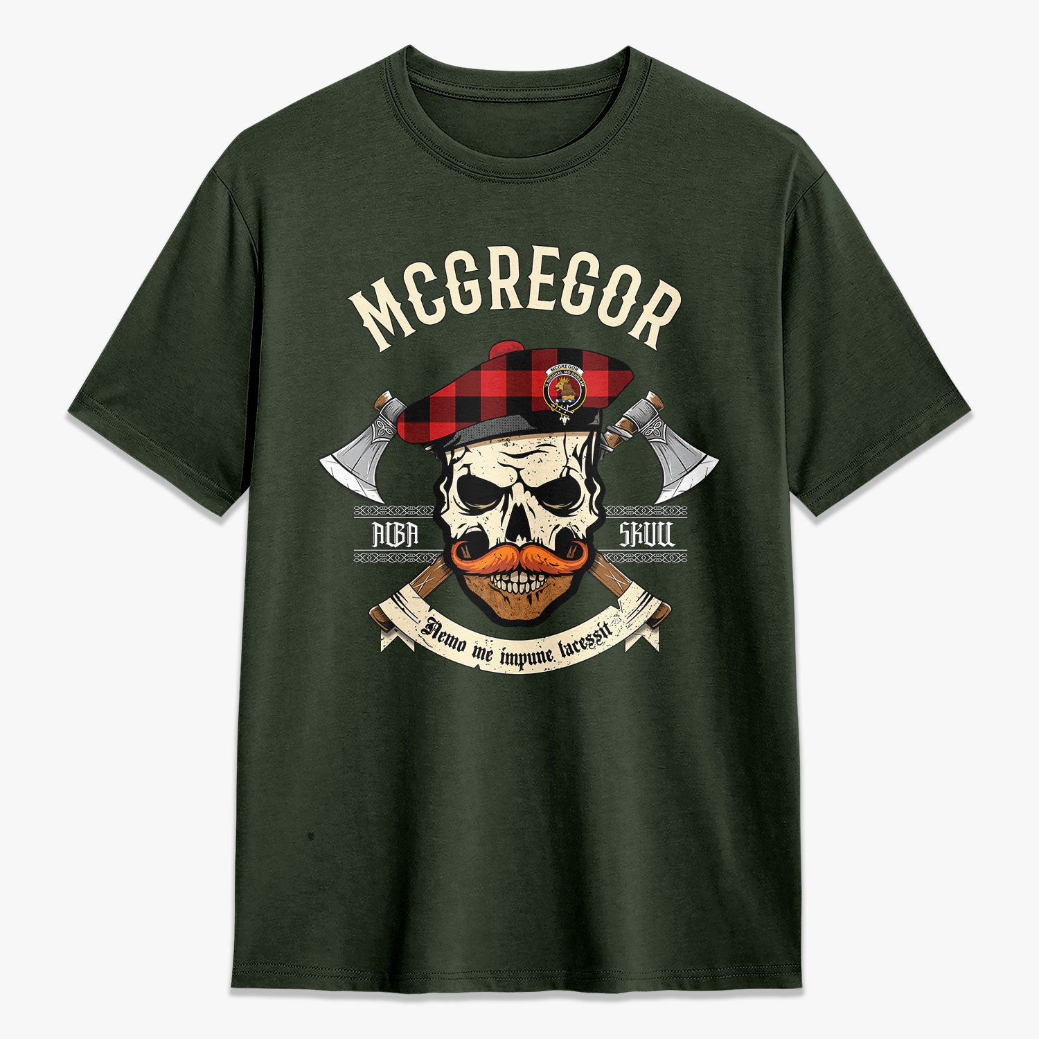 McGregor Rob Roy Modern Tartan Crest 2D T-shirt - Alba Skull Style