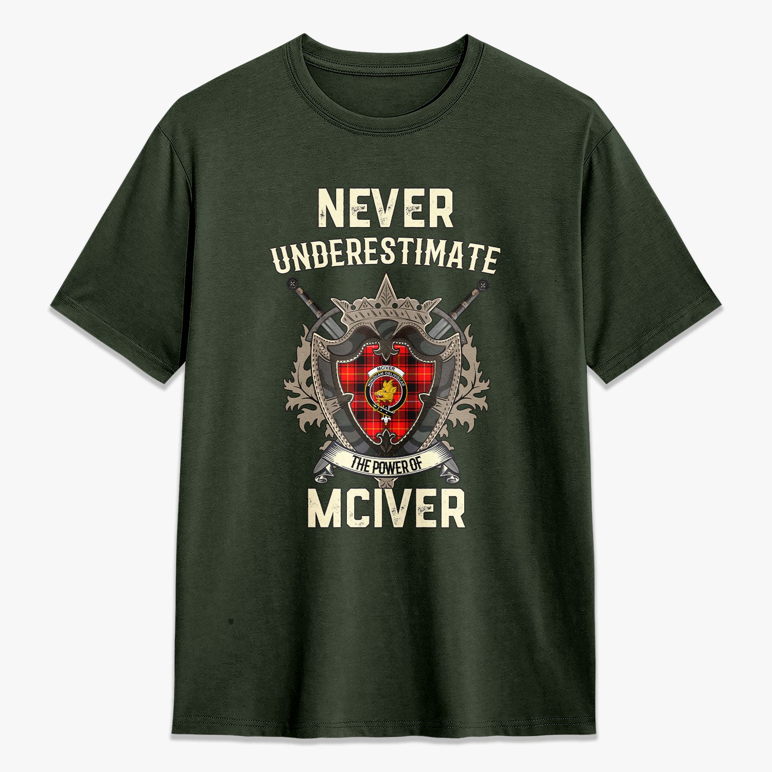 McIver Modern Tartan Crest 2D T-shirt - Never Underestimate Style