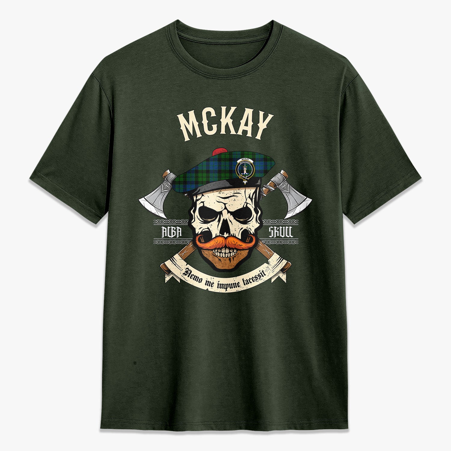 McKay Modern Tartan Crest 2D T-shirt - Alba Skull Style