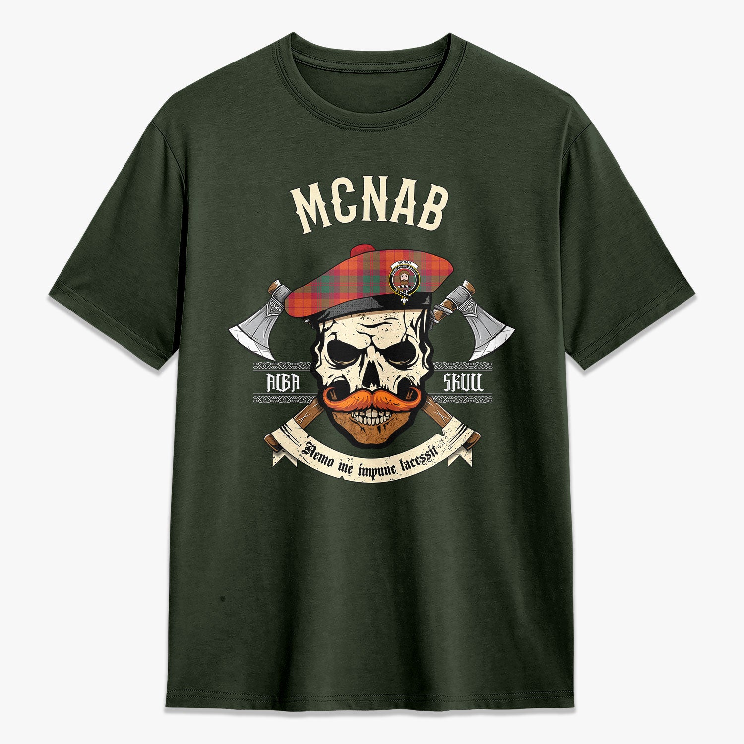 McNab Ancient Tartan Crest 2D T-shirt - Alba Skull Style