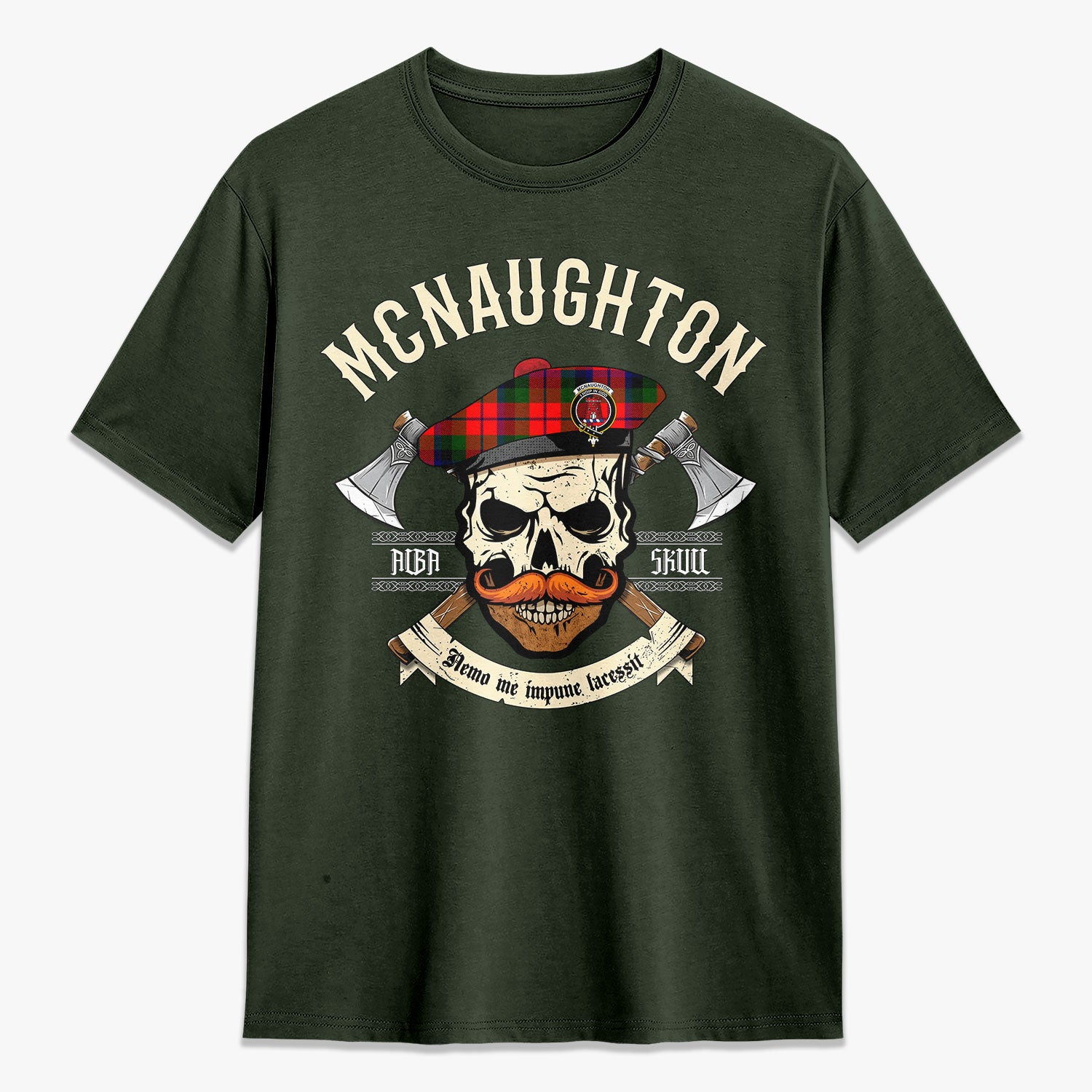 McNaughton Modern Tartan Crest 2D T-shirt - Alba Skull Style