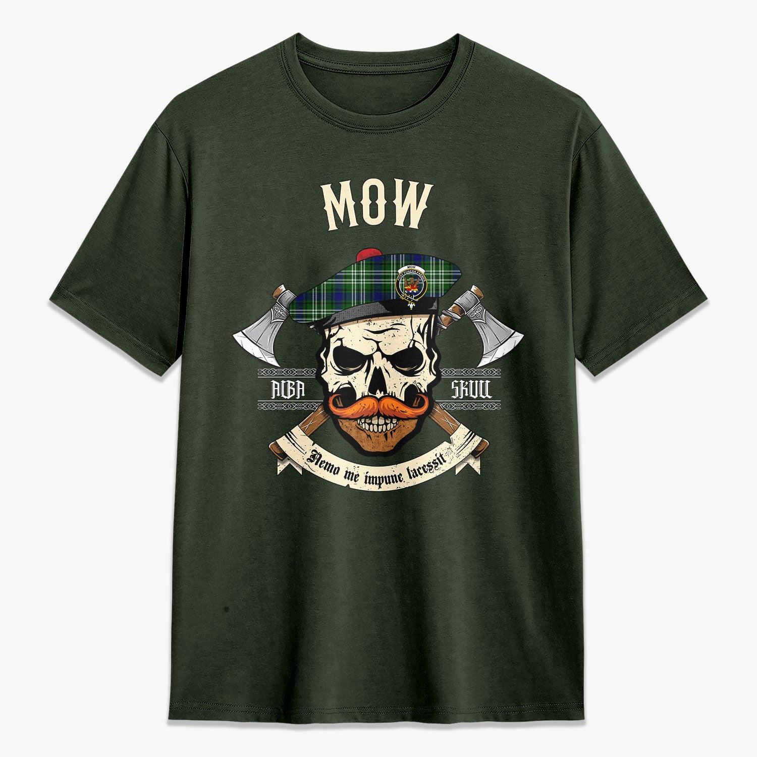 Mow Tartan Crest 2D T-shirt - Alba Skull Style