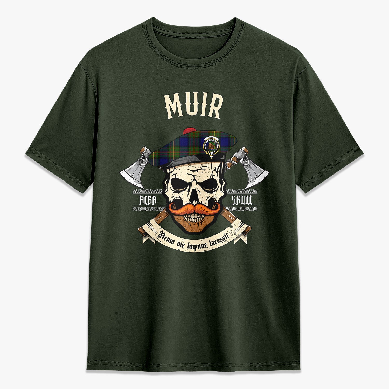 Muir Tartan Crest 2D T-shirt - Alba Skull Style