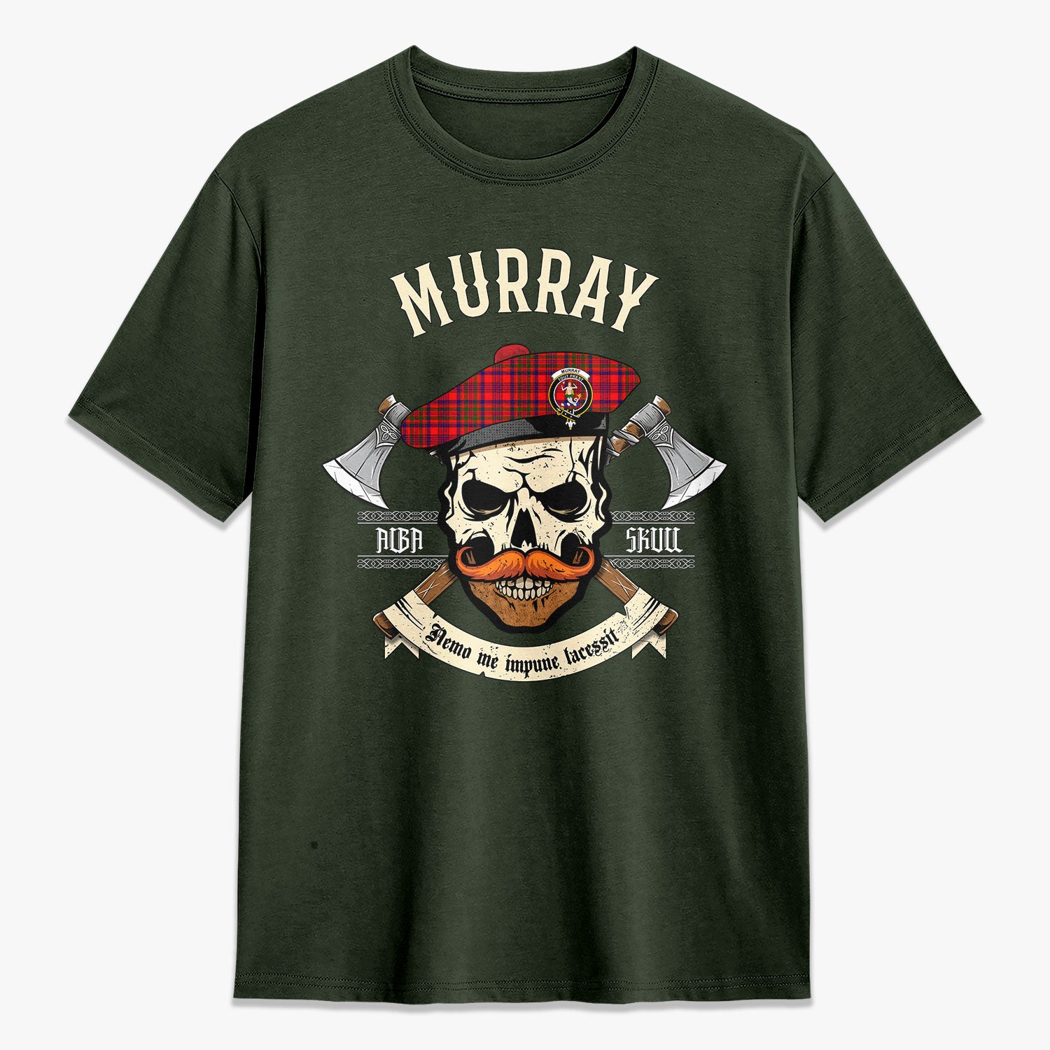 Murray of Tulloch Modern Tartan Crest 2D T-shirt - Alba Skull Style