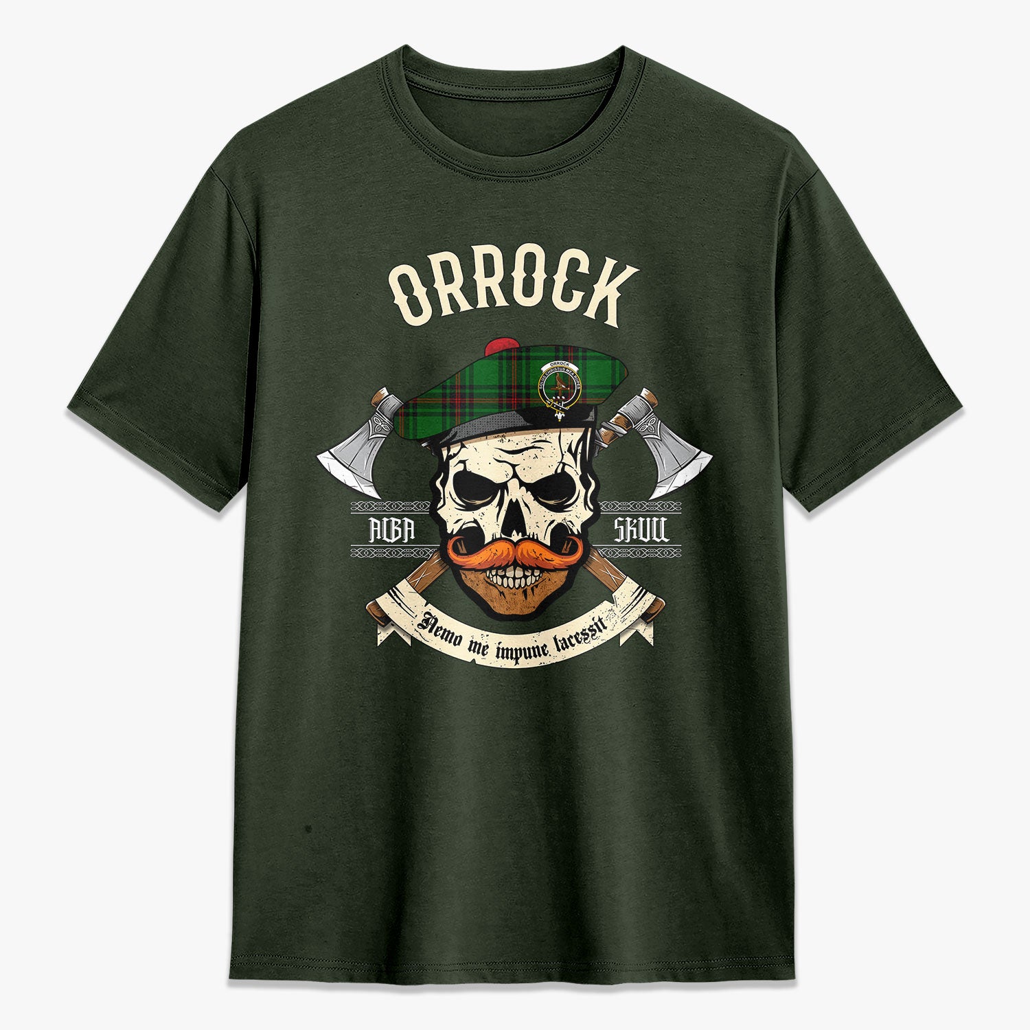 Orrock Tartan Crest 2D T-shirt - Alba Skull Style