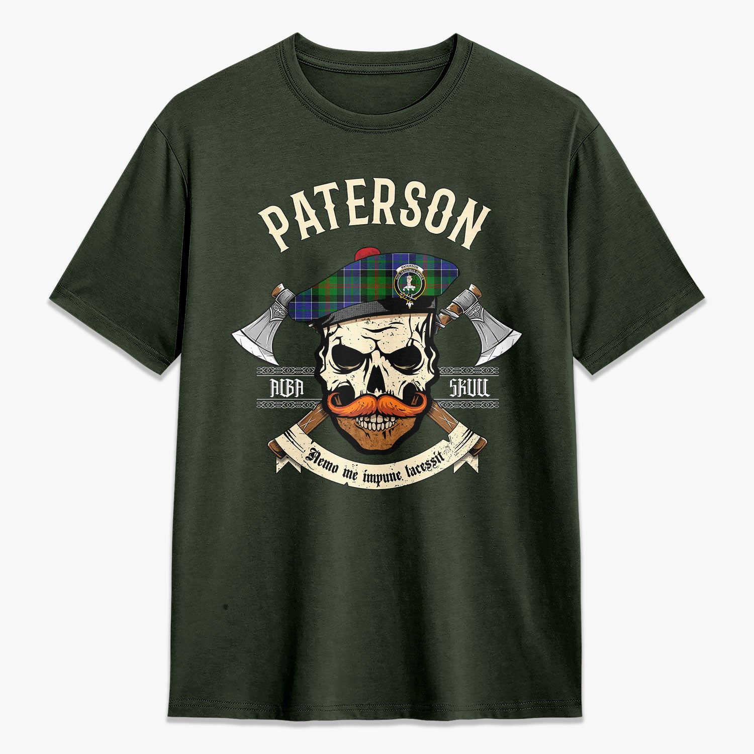 Paterson Tartan Crest 2D T-shirt - Alba Skull Style