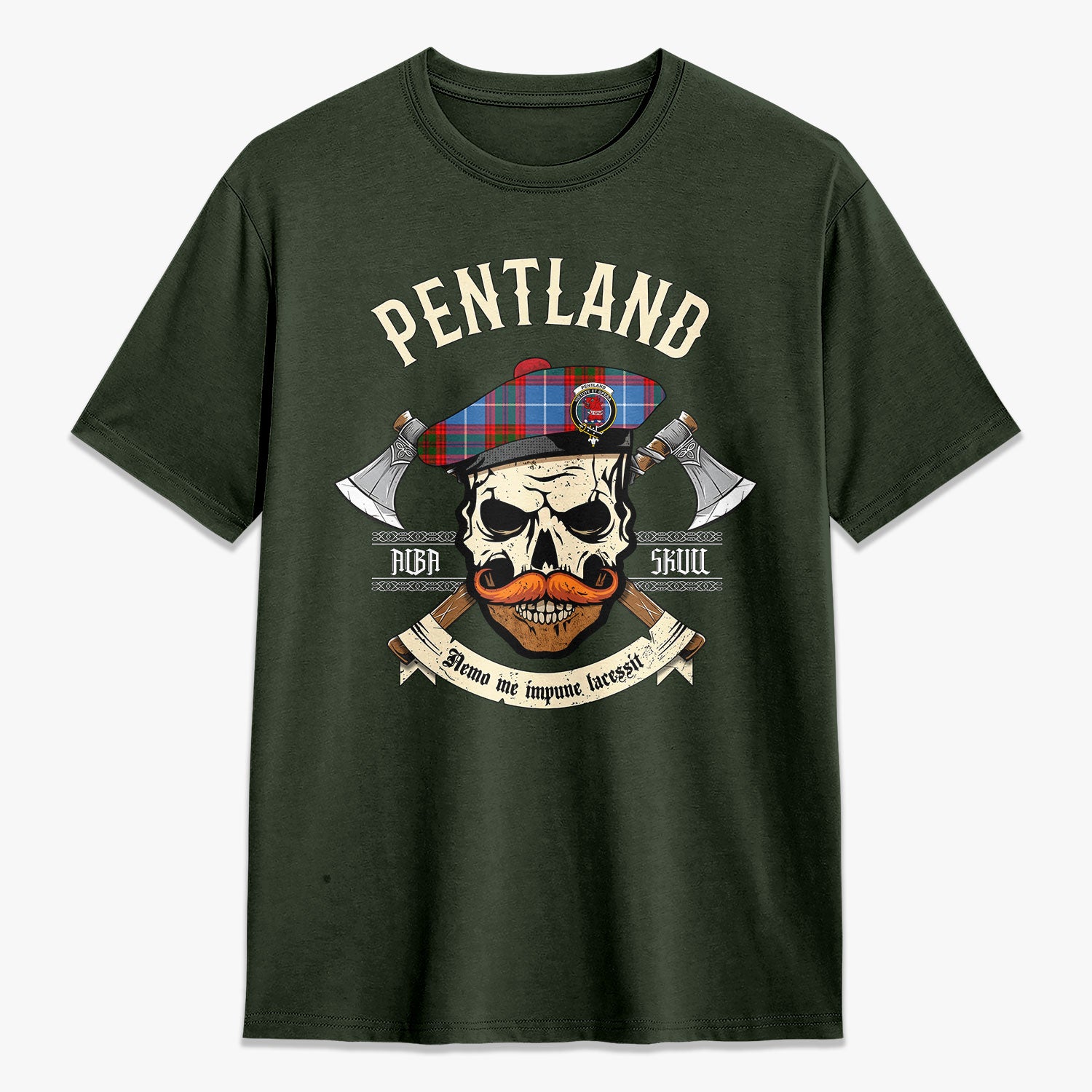 Pentland Tartan Crest 2D T-shirt - Alba Skull Style