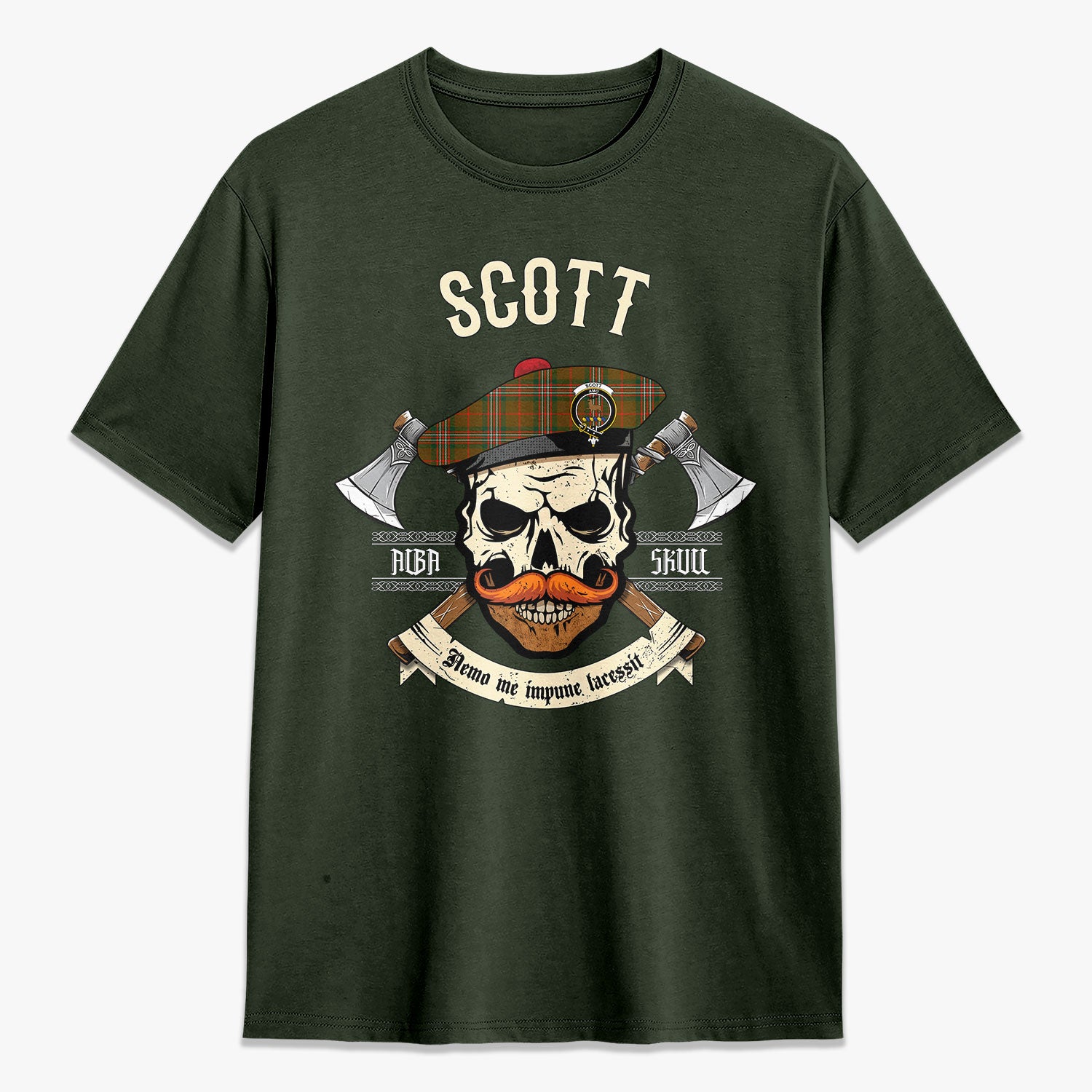 Scott Brown Modern Tartan Crest 2D T-shirt - Alba Skull Style