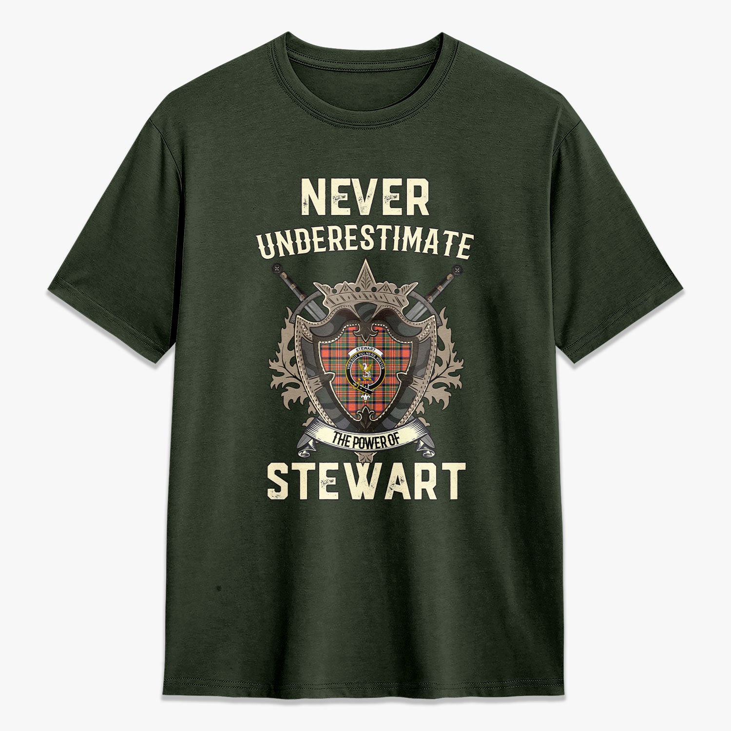 Stewart Royal Ancient Tartan Crest 2D T-shirt - Never Underestimate Style