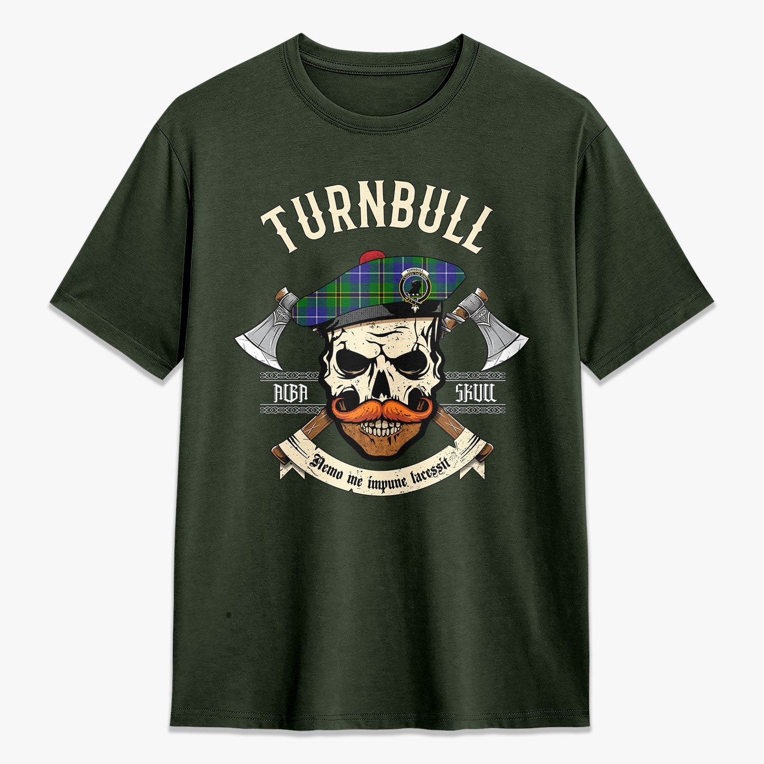 Turnbull Hunting Tartan Crest 2D T-shirt - Alba Skull Style