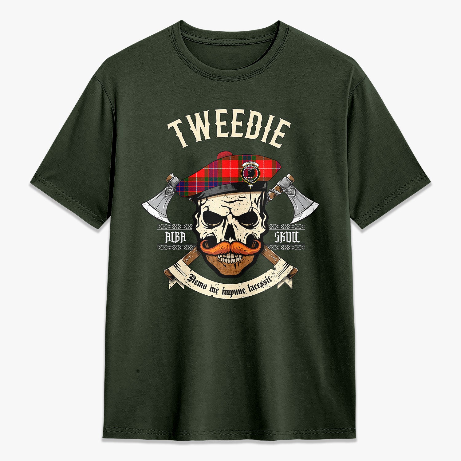 Tweedie Tartan Crest 2D T-shirt - Alba Skull Style