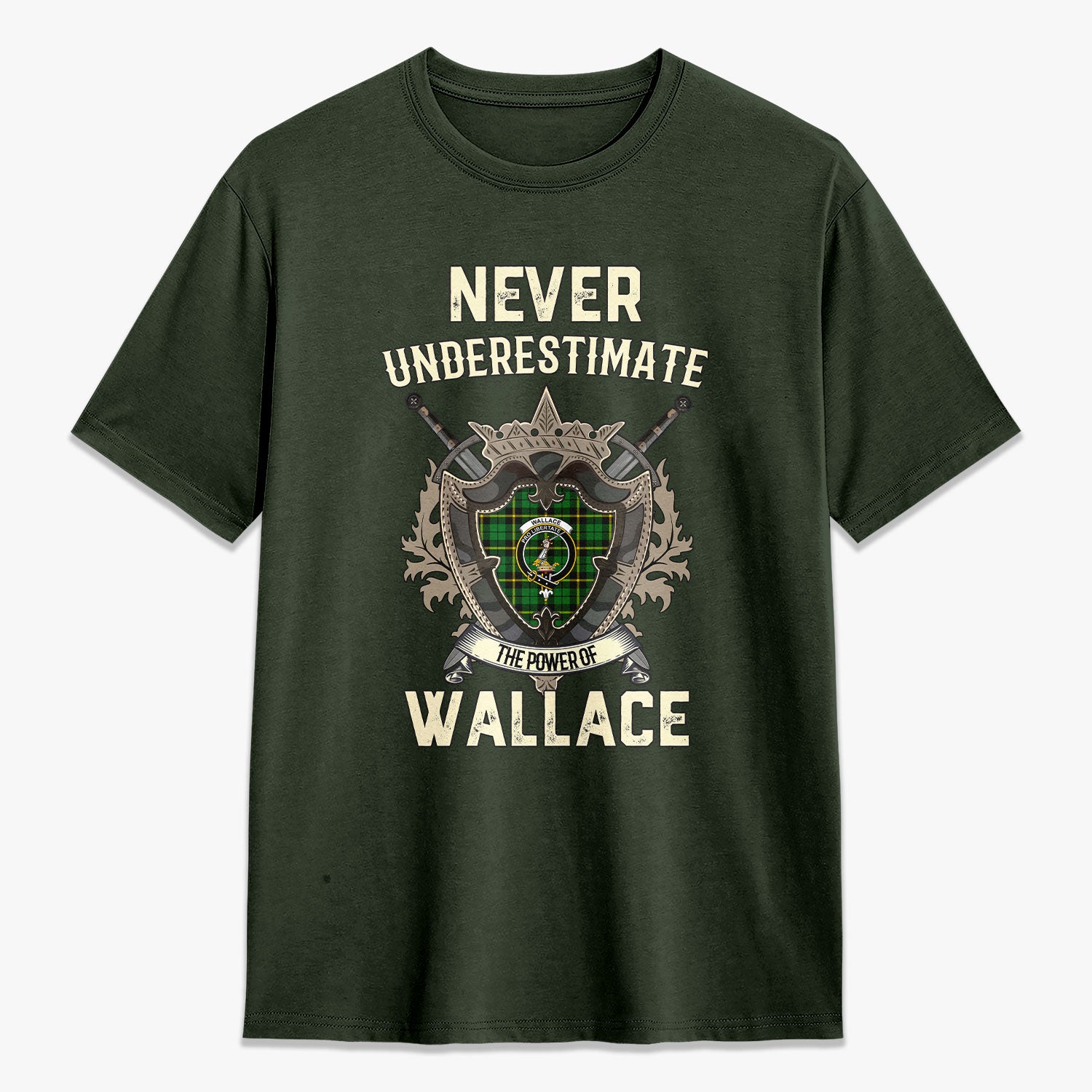 Wallace Hunting Modern Tartan Crest 2D T-shirt - Never Underestimate Style