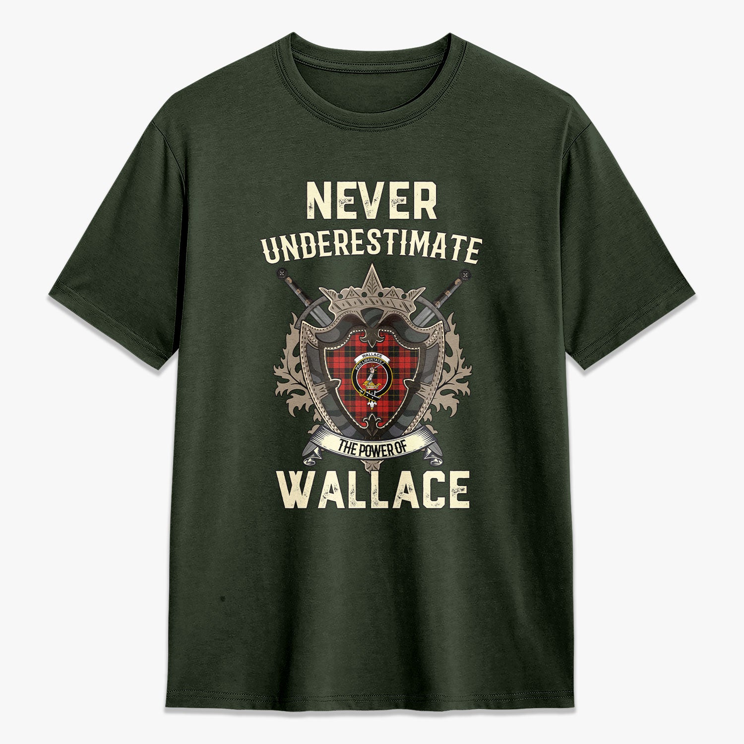 Wallace Weathered Tartan Crest 2D T-shirt - Never Underestimate Style