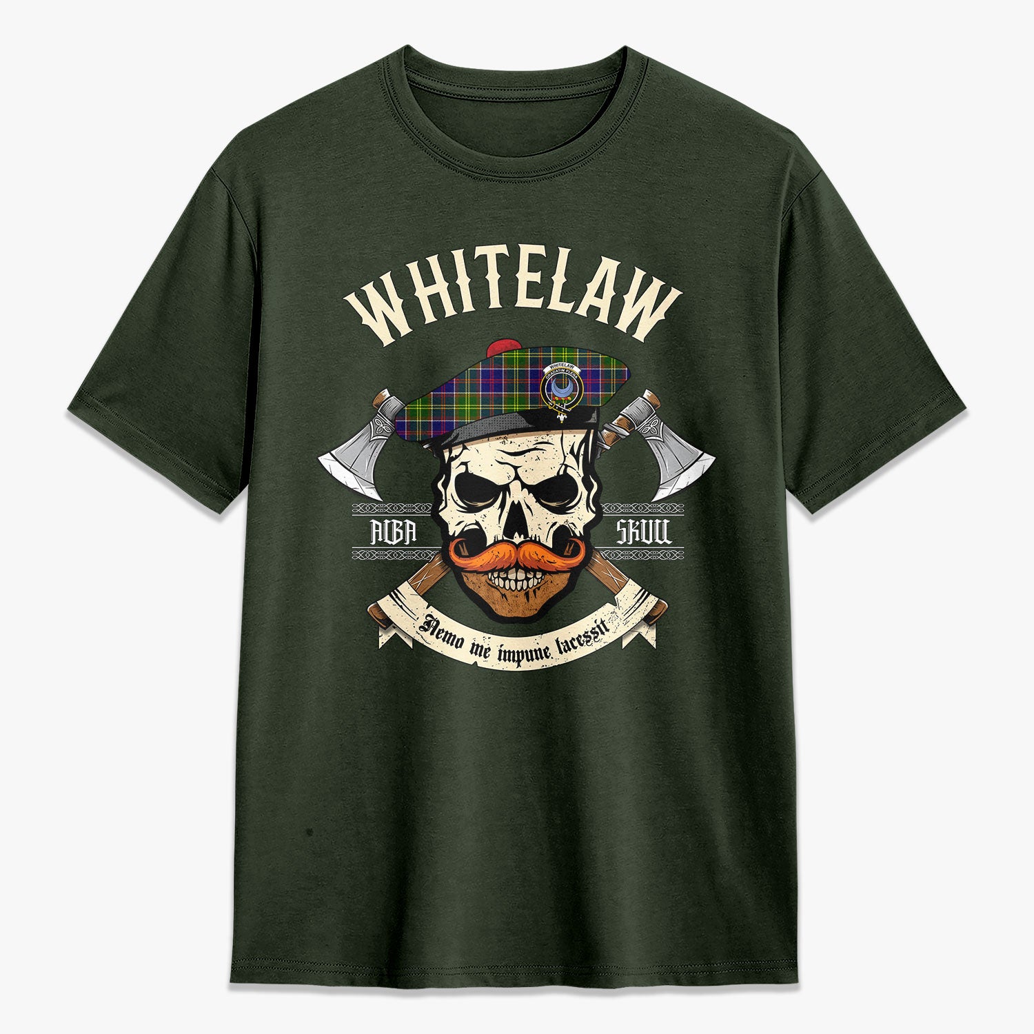 Whitelaw Tartan Crest 2D T-shirt - Alba Skull Style