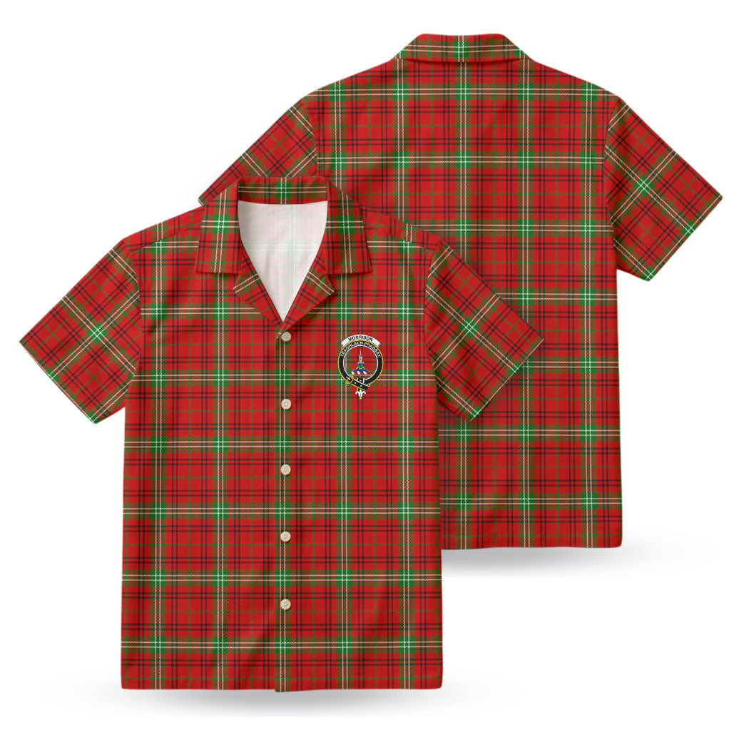 Morrison Red Modern Tartan Crest Hawaiian Shirt