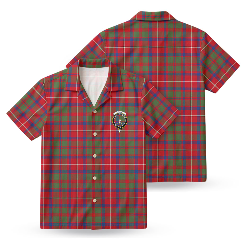 Shaw Red Modern Tartan Crest Hawaiian Shirt