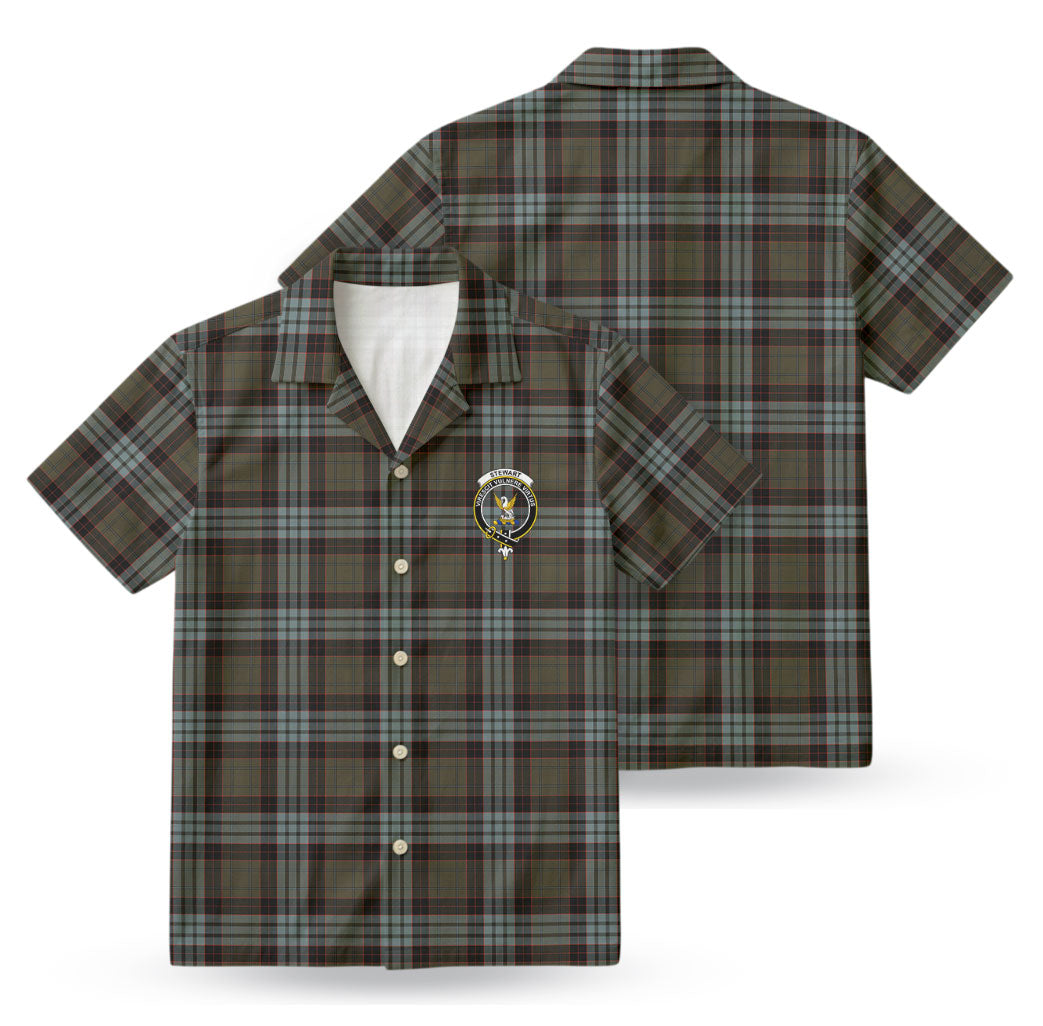 Stewart Old Weathered Tartan Crest Hawaiian Shirt