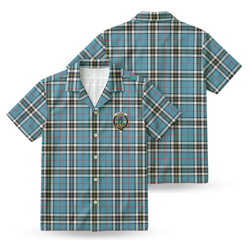 Thomson Blue Tartan Crest Hawaiian Shirt