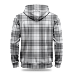 Douglas Grey Modern Tartan Crest Hoodie