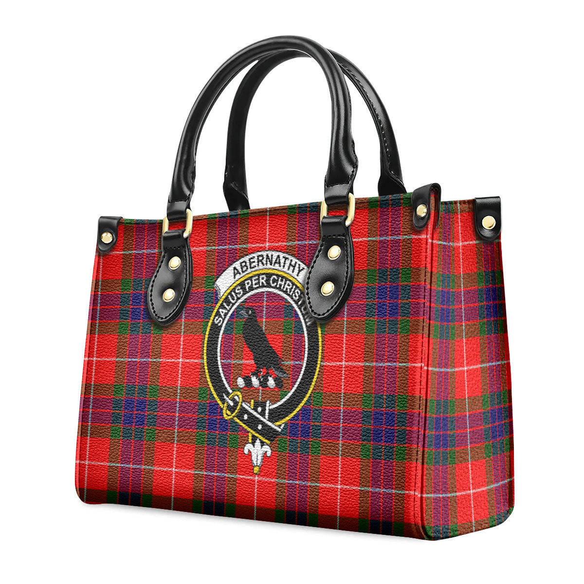 Abernathy Tartan Crest Leather Handbag