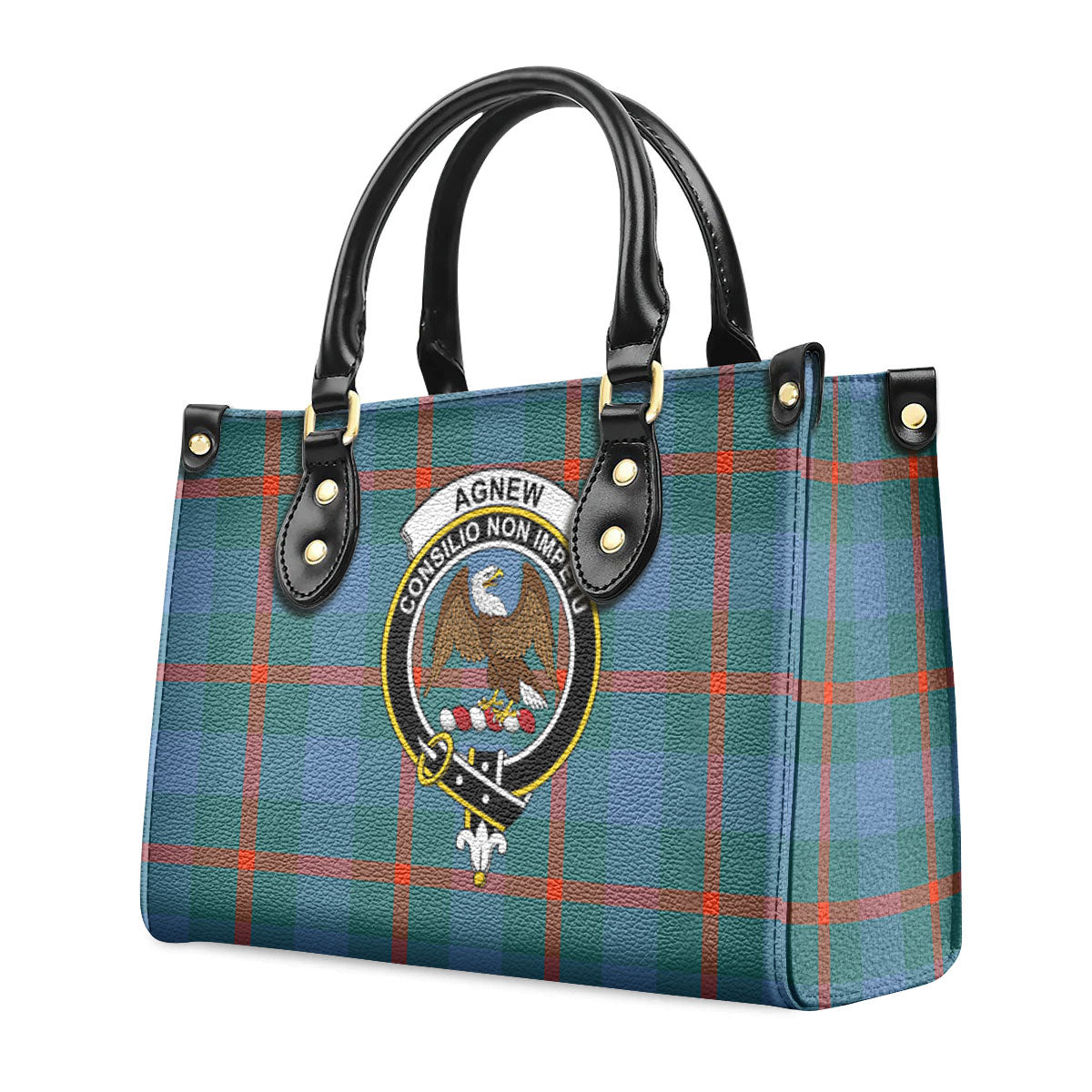 Agnew Ancient Tartan Crest Leather Handbag