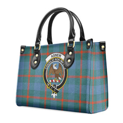 Agnew Ancient Tartan Crest Leather Handbag