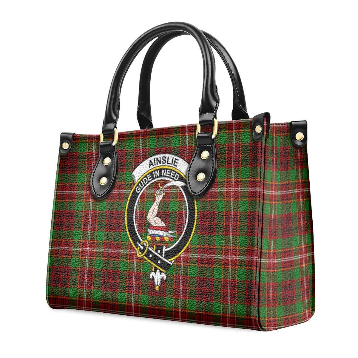 Ainslie Tartan Crest Leather Handbag