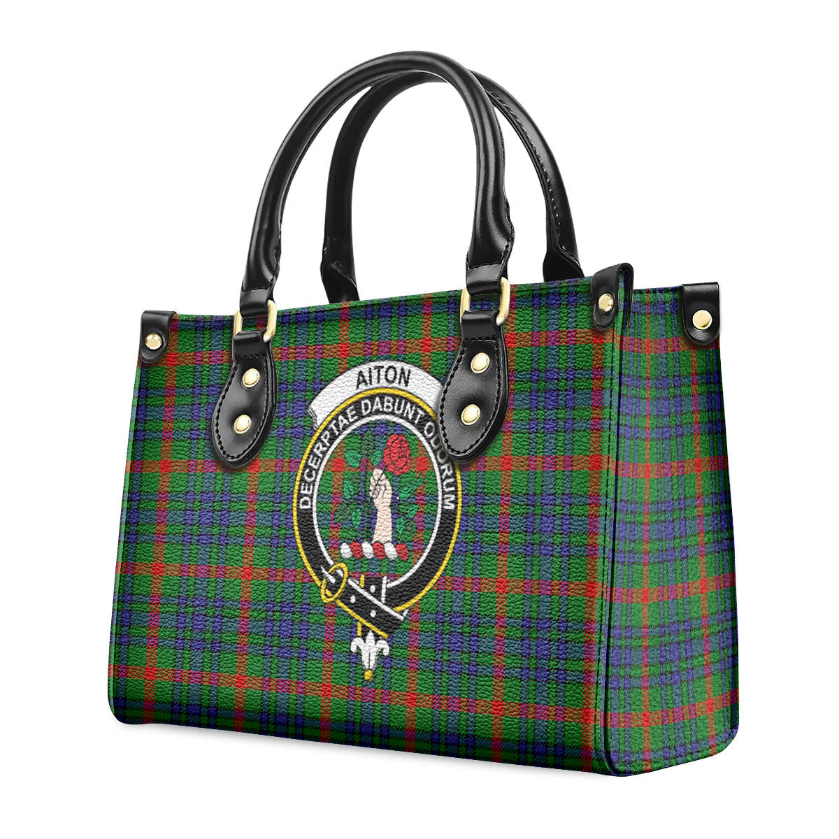 Aiton Tartan Crest Leather Handbag