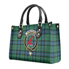 Armstrong Ancient Tartan Crest Leather Handbag