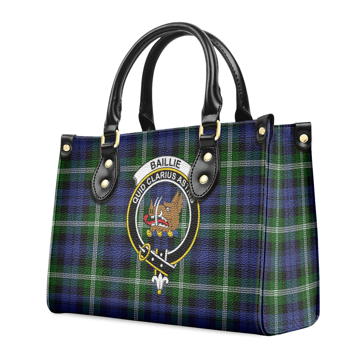 Baillie Modern Tartan Crest Leather Handbag