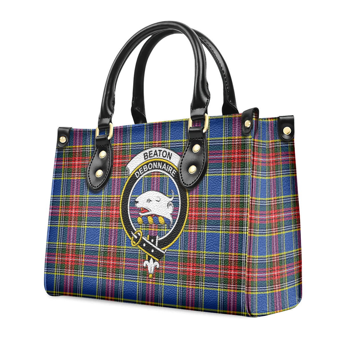 Beaton Modern Tartan Crest Leather Handbag