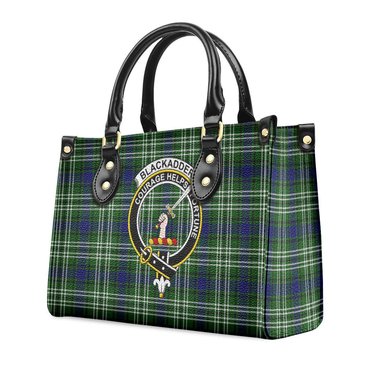 Blackadder Tartan Crest Leather Handbag