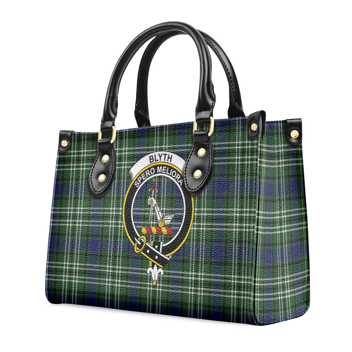 Blyth Tartan Crest Leather Handbag