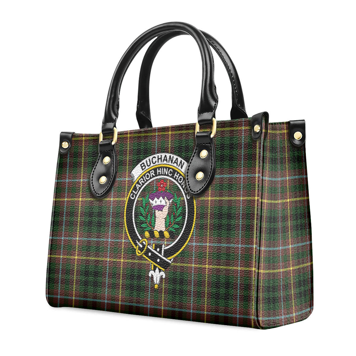 Buchanan Hunting Tartan Crest Leather Handbag